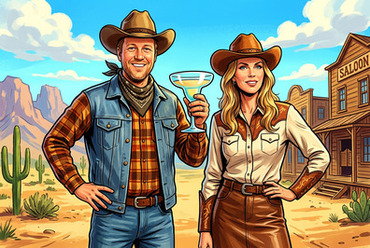 Cowboy with martini animated
